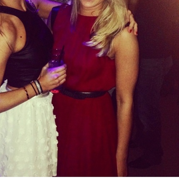 Alice + Olivia Red Dress open back leather Small - Picture 2 of 5